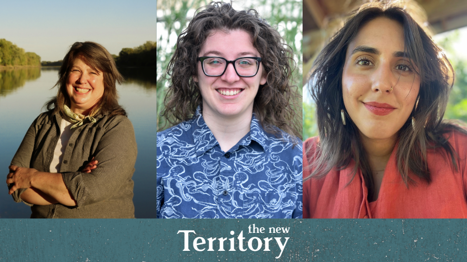 portraits of three women with The New Territory logo at the bottom