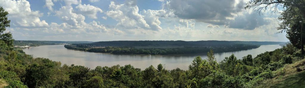 panorama of the Ohio River from the William Henry Harrison tomb site