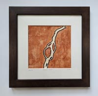 framed image of a print of a meandering river