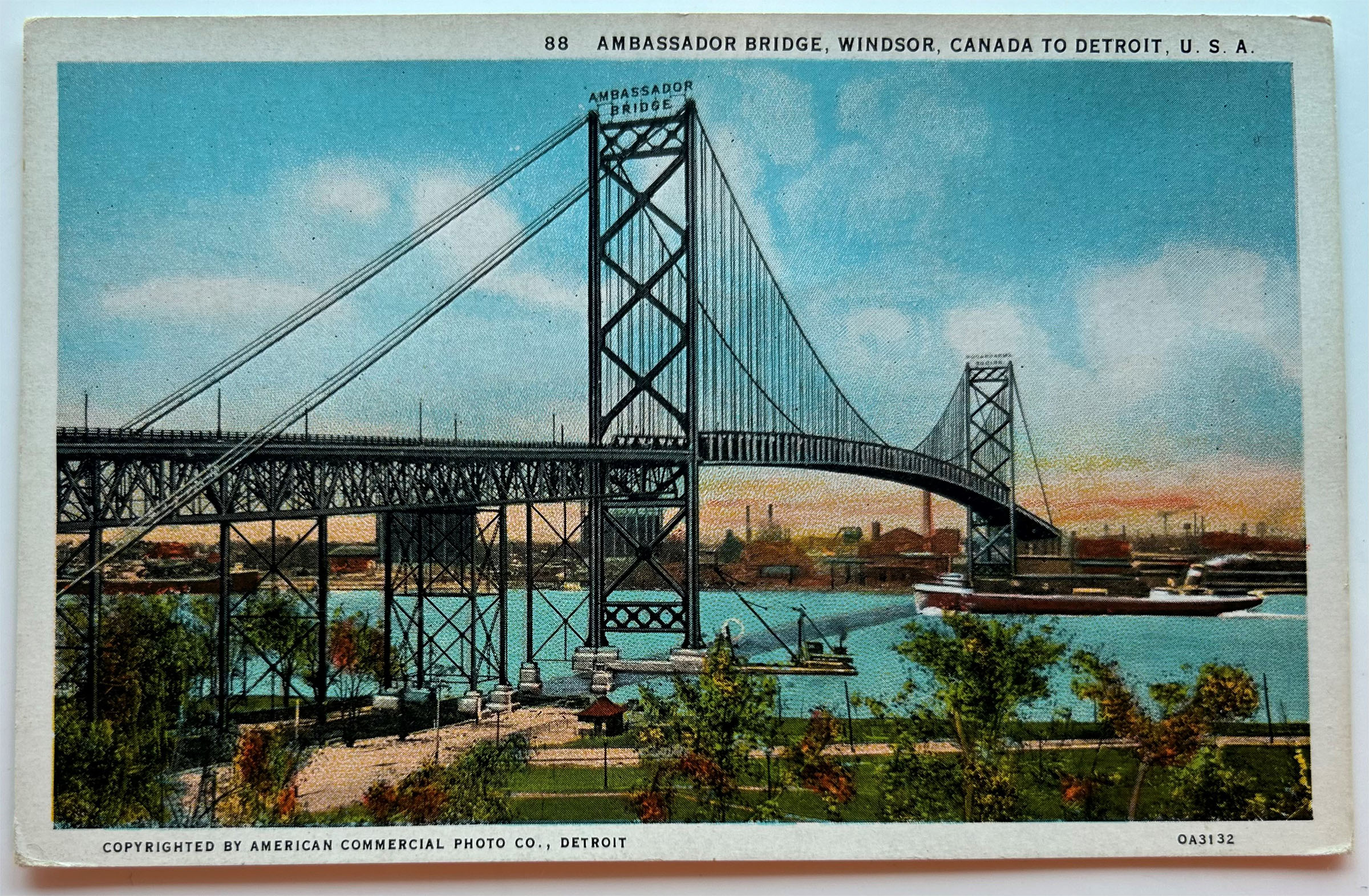 Vintage Ambassador Bridge postcard