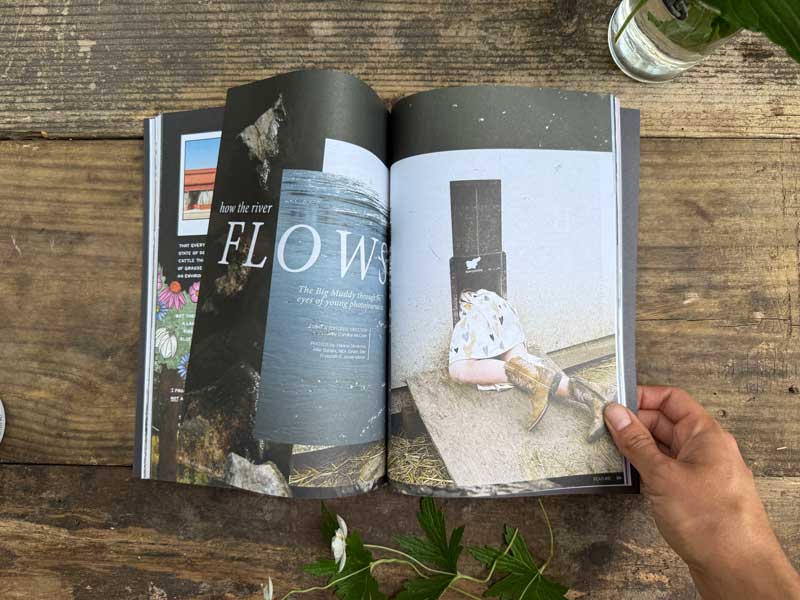 open spread of a magazine